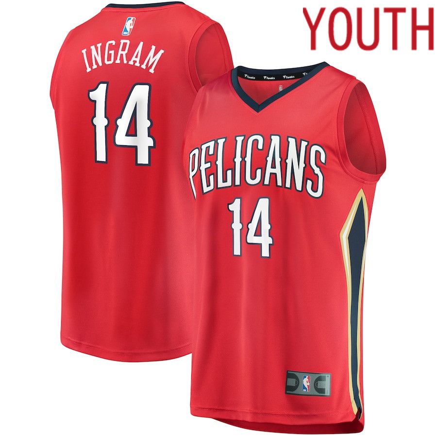Youth New Orleans Pelicans #14 Brandon Ingram Fanatics Branded Red Statement Edition 2021-22 Fast Break Player NBA Jersey->oklahoma city thunder->NBA Jersey